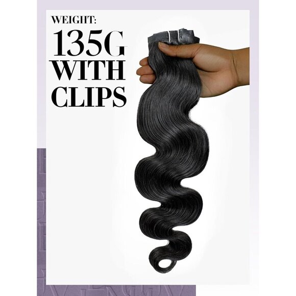 Clip in Hair Extensions Human Hair 16 Inch 135g Natural Black Long Style main image 7